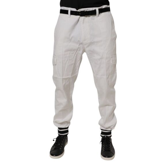 Dolce & Gabbana White Cotton Jogger Cargo Skinny Men's Pants (Pre-Owned)